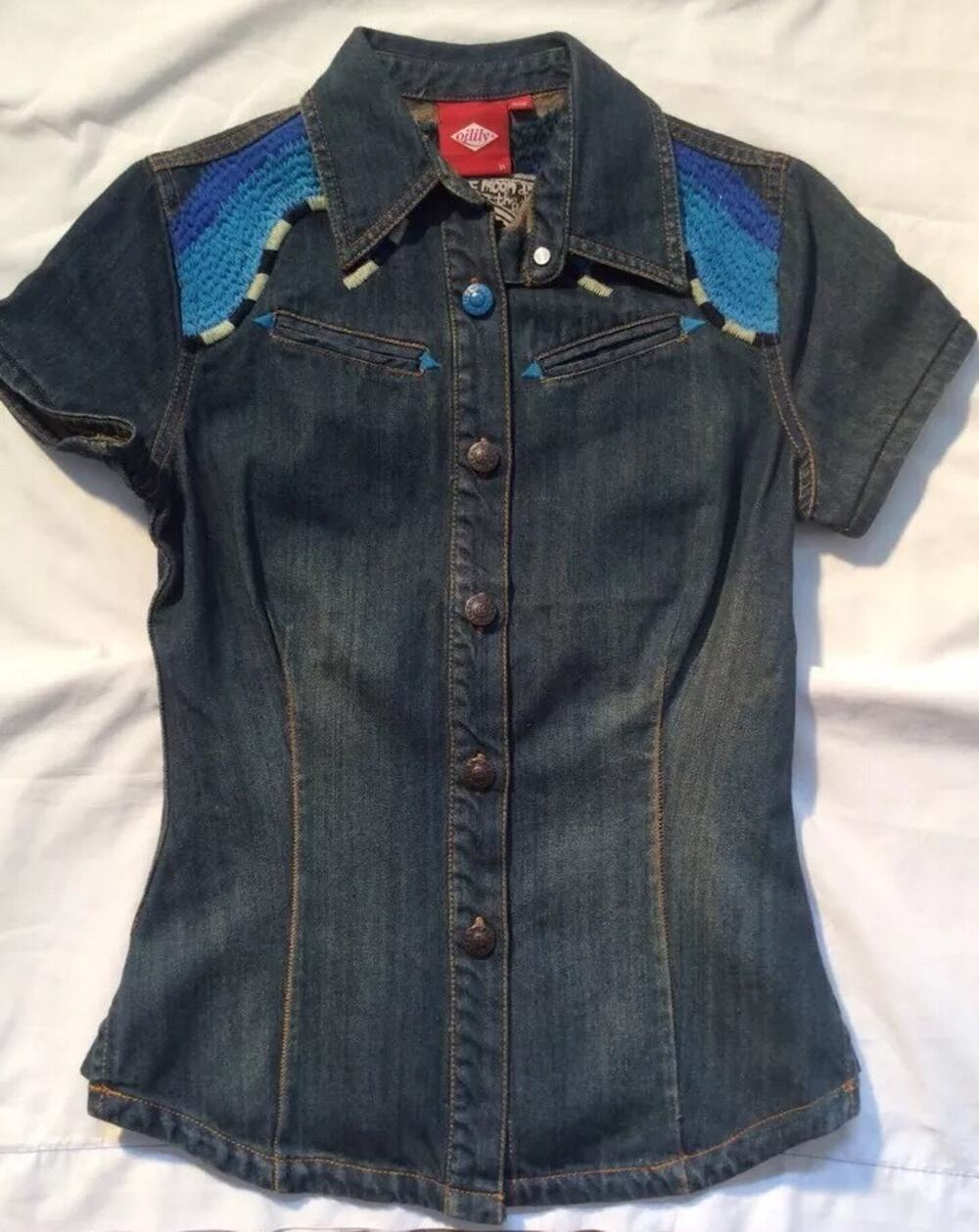 NWOT OILILY Denim Summer Festival Shirt Jacket/Summer Festival Sz 32